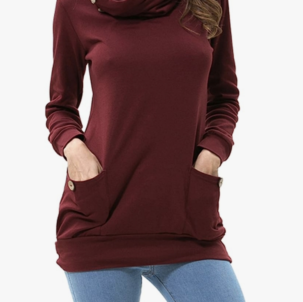levaca Womens Long Sleeve Button Tunic Top
